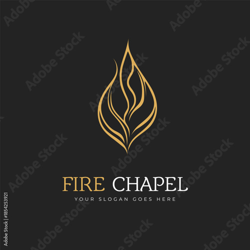 Elegant Fire Chapel Logo Design Featuring Artistic Flame Symbol and Modern Typography