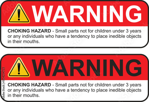 Red Choking Hazard Warning Label Vector Graphic for Small Parts Safety for Children