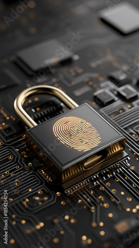 A lock with a fingerprint scan icon