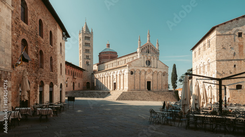 Fotografija Historic town of Massa Marittima at sunrise, province of Grosseto, Tuscany, Ital