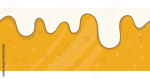 Square background of beer with foam and blue sky with the inscription Oktoberfest. Golden drink. Traditional beer festival. Beer holiday. Background for advertising or announcement. Vector