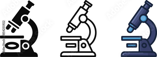 Lab microscope icon. Line, glyph and filled outline colorful version, Microscope outline and filled vector sign. Symbol, logo illustration. Different style icons set. Pixel perfect vector graphics