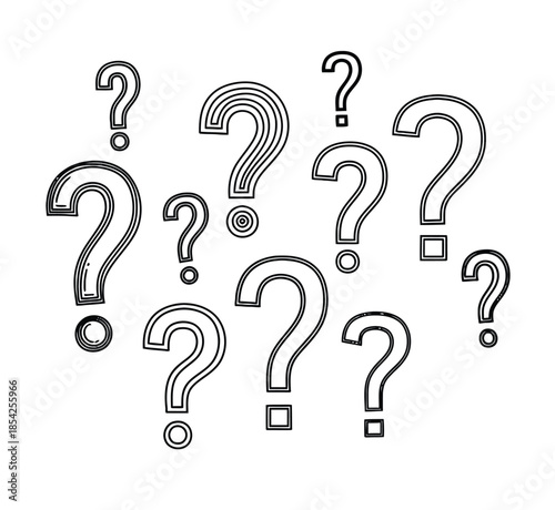 Abstract Question Marks: A Curious, Confusing Line Art Illustration of Mystery and Inquiry