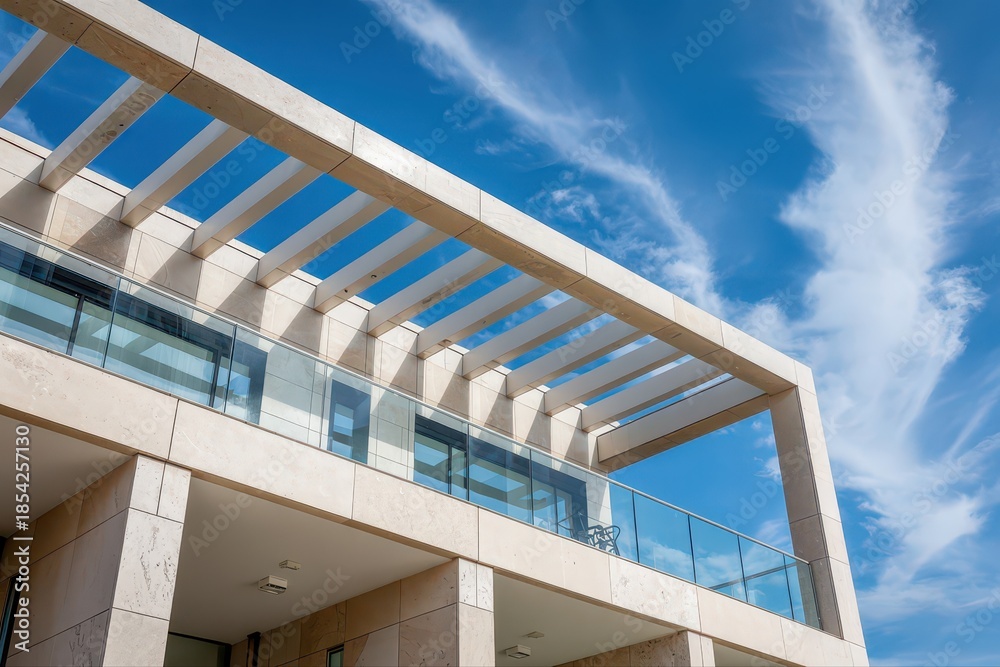 Fototapeta premium Modern architectural structure under blue skies