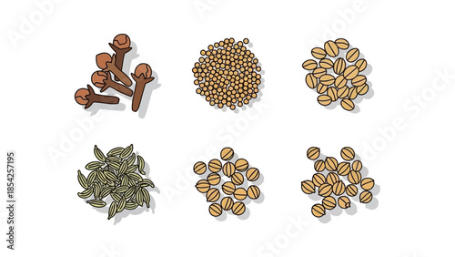 Assortment of culinary spices Cloves, coriander, cardamom, and more, a fresh view for food concepts