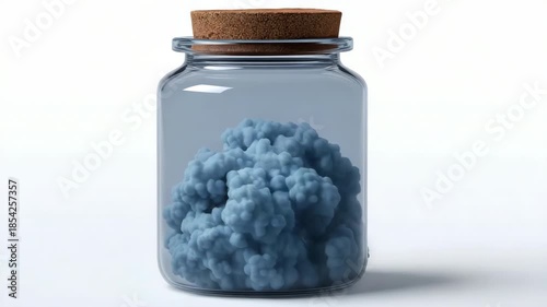 Stormy cloud in glass jar with lightning