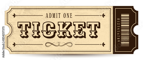 retro ticket with vintage elements for one person