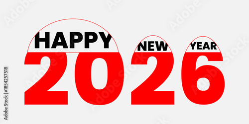 Happy New Year 2026 festive greeting card design.