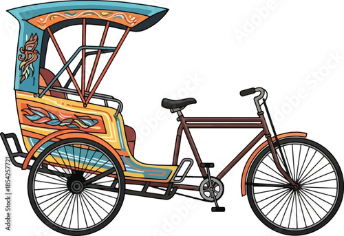Colorful Tuk Tuk Rickshaw Bicycle Vehicle.