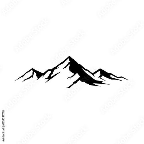 Majestic mountain range silhouette with sharp peaks, representing adventure and nature's grandeur