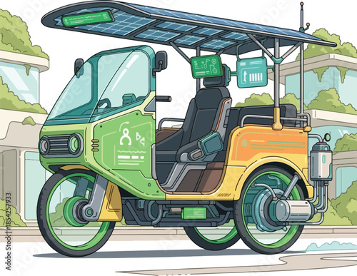 Eco friendly solar tuk tuk vehicle.