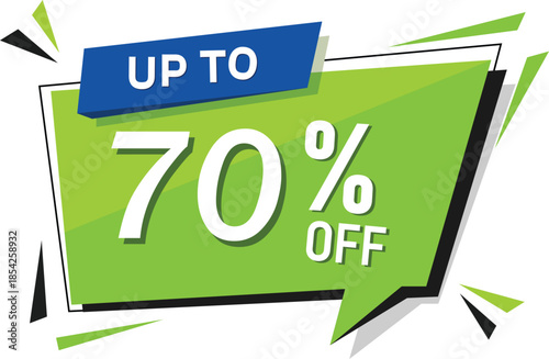 Major price reduction banner with up to 70 percent off discount offer, vibrant promotional graphic for shopping and clearance