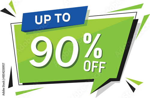 High value discount banner with up to 90 percent off special offer, commercial graphic for final clearance and liquidation sales