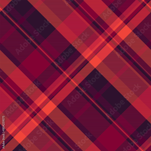 Warm, modern plaid pattern in burgundy and coral hues. Versatile design for backgrounds, textiles, or graphic design. Adds depth, texture, and visual interest.
