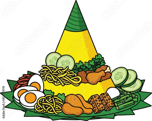 Traditional Indonesian food on plate.