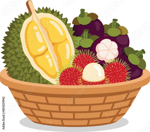 Tropical fruits in a basket.