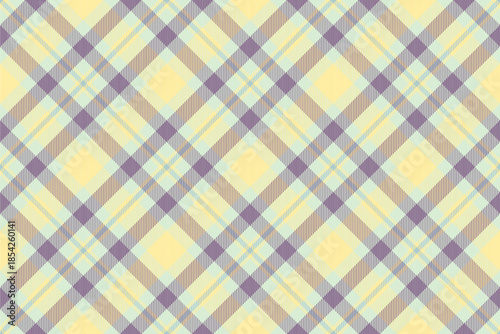 Pastel plaid pattern. Classic tartan design in yellow, mint,  purple. Ideal for backgrounds, textiles, or designs requiring a preppy, vintage, or cute aesthetic.
