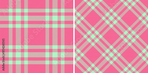 Fabric textile check of vector background tartan with a seamless texture plaid pattern. Set in rainbow colors of wide grid paper.