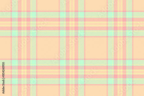 Minimal texture seamless textile, geometrical plaid pattern tartan. Glamor fabric background check vector in light and peach puff colors.
