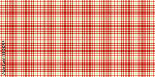 Relax seamless background texture, gift paper fabric textile plaid. Quiet tartan vector pattern check in red and light yellow colors.