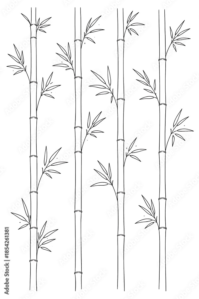 Fototapeta premium Simple Black and White Bamboo Illustration for Nature and Design