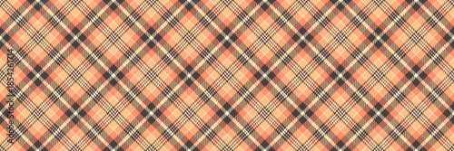 Smooth fabric background texture, pajamas tartan vector check. Skirt textile seamless plaid pattern in orange and pastel colors.