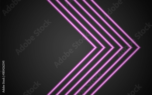 Abstract glowing arrow with lighting and grid lines on background, advanced technology concept. Vector illustration.