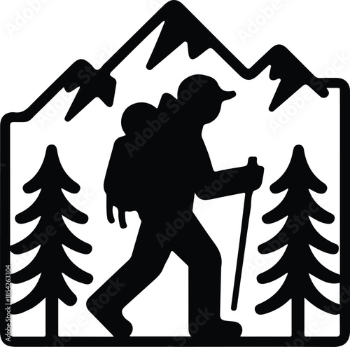 Winter hiking person icon
