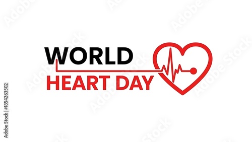 Minimalist World Heart Day Logo Design: Stylized Heart with ECG Waveform for Health Awareness Campaigns