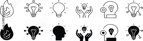 idea network lightbulb connection key solution innovation concept set