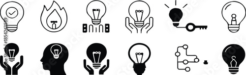 idea lightbulb icon set creativity innovation brainstorming symbols