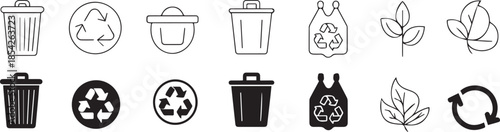 recycling signage pack monochrome icons for eco and disposal