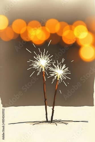 Sparkler display during evening gathering with blurred lights in background