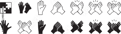hand communication icons set simple line art hands and symbols