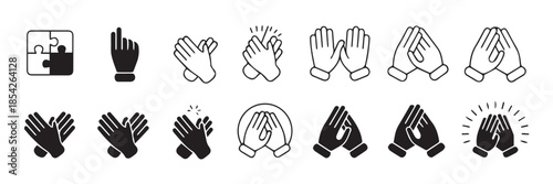 hand sign icon collection twelve monochrome hand gesture illustrations
