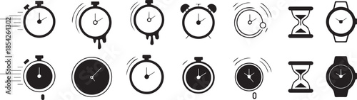 time vector pack simple clock watch hourglass and time symbols