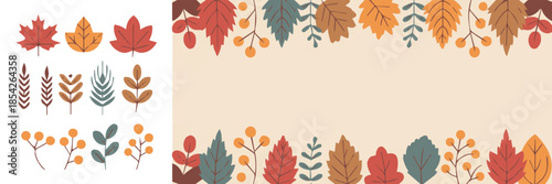autumn leaf border vector illustration for seasonal design use