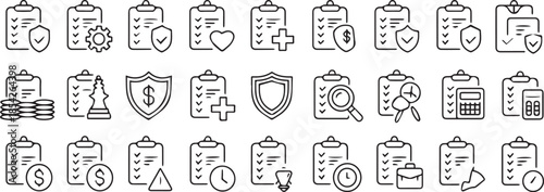 checklist line icons pack for ui interface and productivity