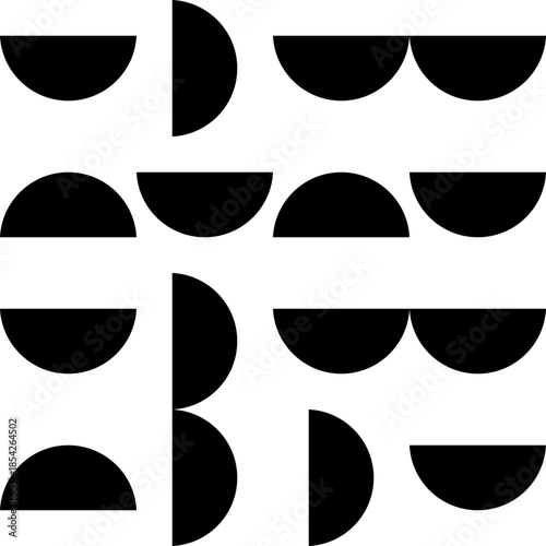 Black semicircle pattern on white background