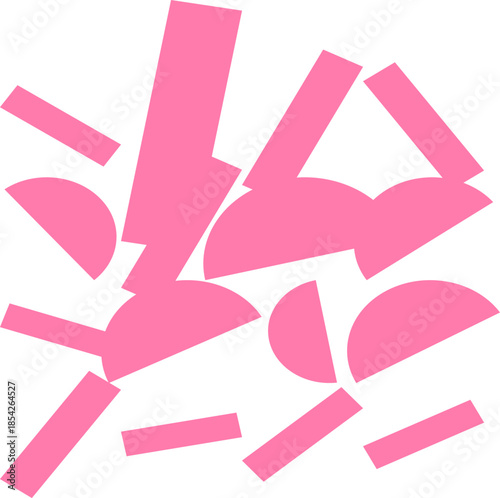 Pink abstract shapes on white background