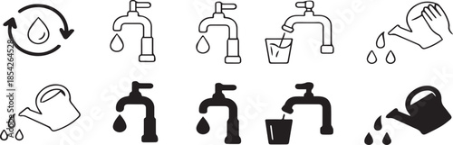 water icon set conservation and recycling vector symbols