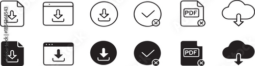 download ui download icons 16 browser cloud file and status symbols set