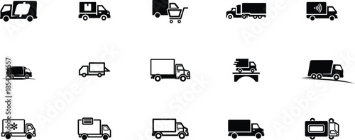 Variety of truck and vehicle icons in different angles