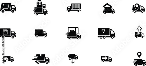 Collection of various truck and vehicle icons