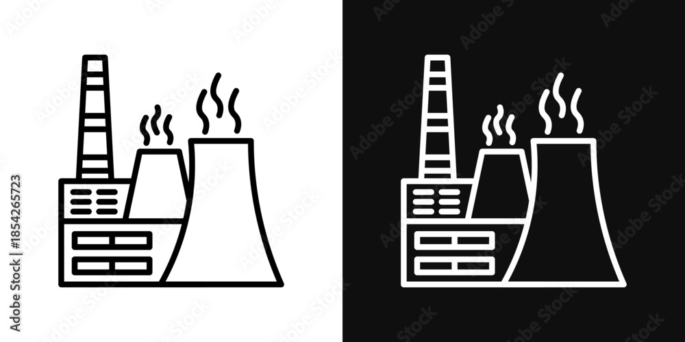 Obraz premium Heat power station icons - editable stroke vector illustration