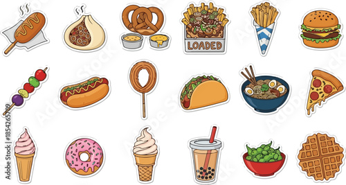 Delicious and Colorful Assortment of Food Stickers for Culinary Designs and Creative Projects