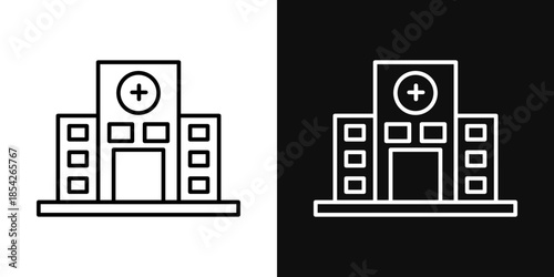 Hospital building icons - editable stroke vector illustration