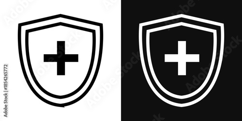 Immune guard icons - editable stroke vector illustration