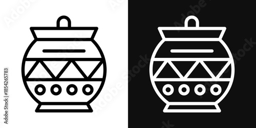 Indian pot icons - editable stroke vector illustration