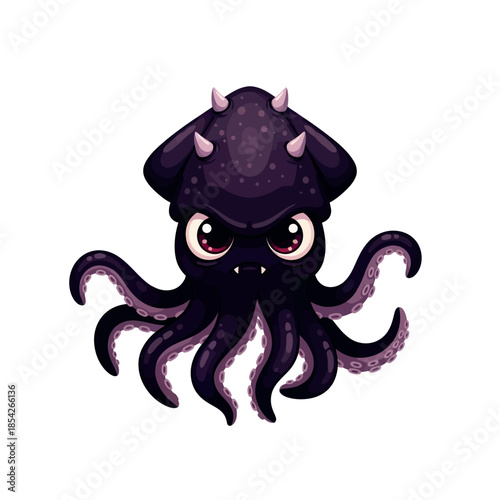 Cartoon Octopus with Horned Hat.